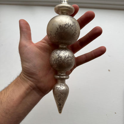 Champagne Mottled Glass Finial Bauble – Luxury Handmade Christmas Ornament