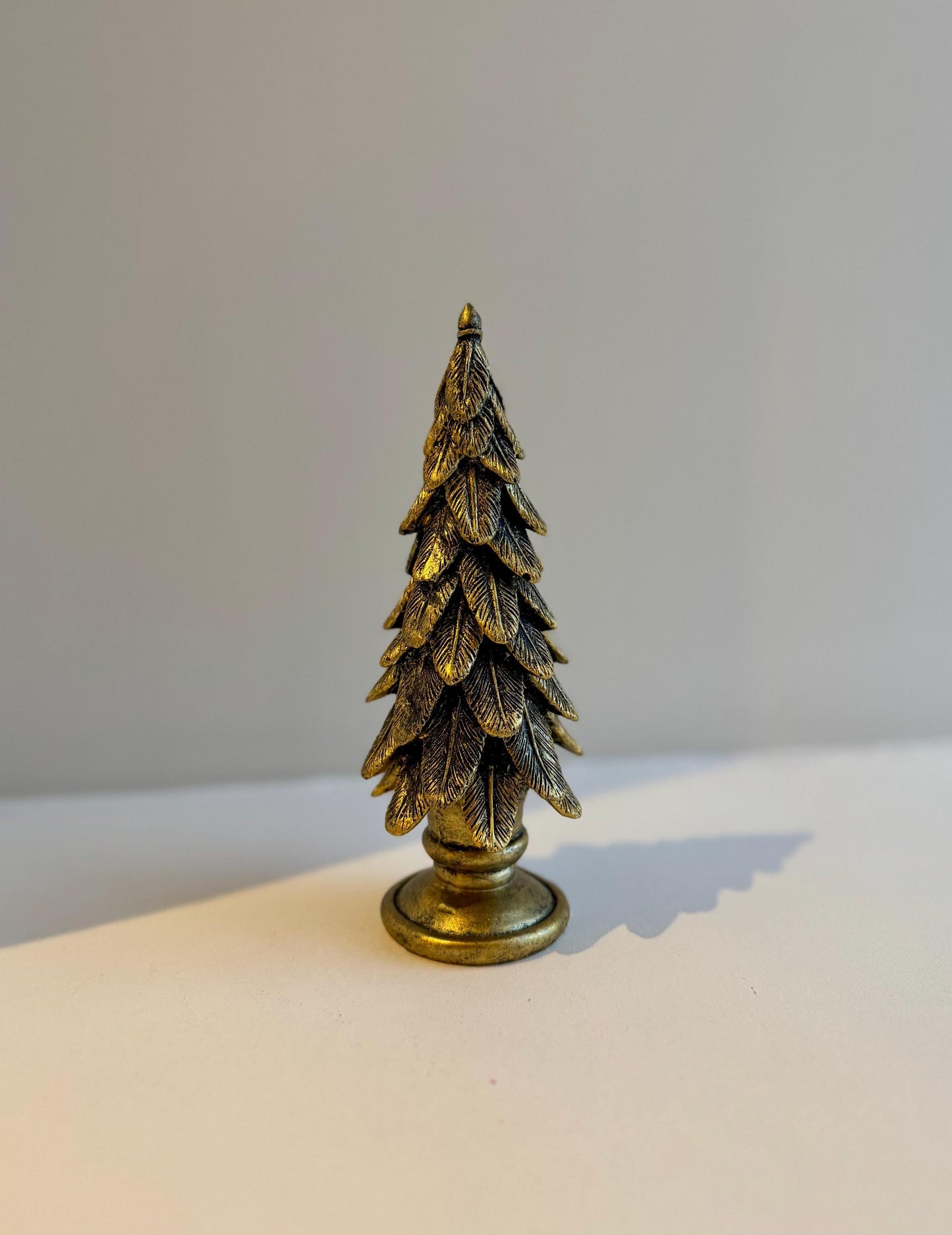 Mini Antique Gold Christmas Tree Ornament - Handmade festive decor