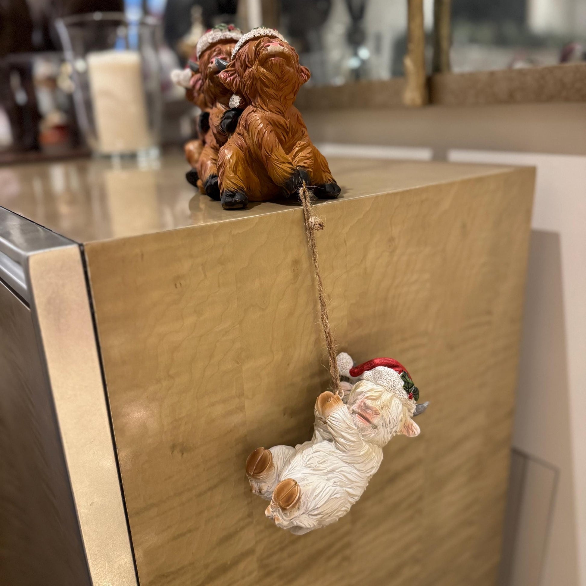 Helpful Highland Cow Christmas Ornament - Fun Festive Figurine
