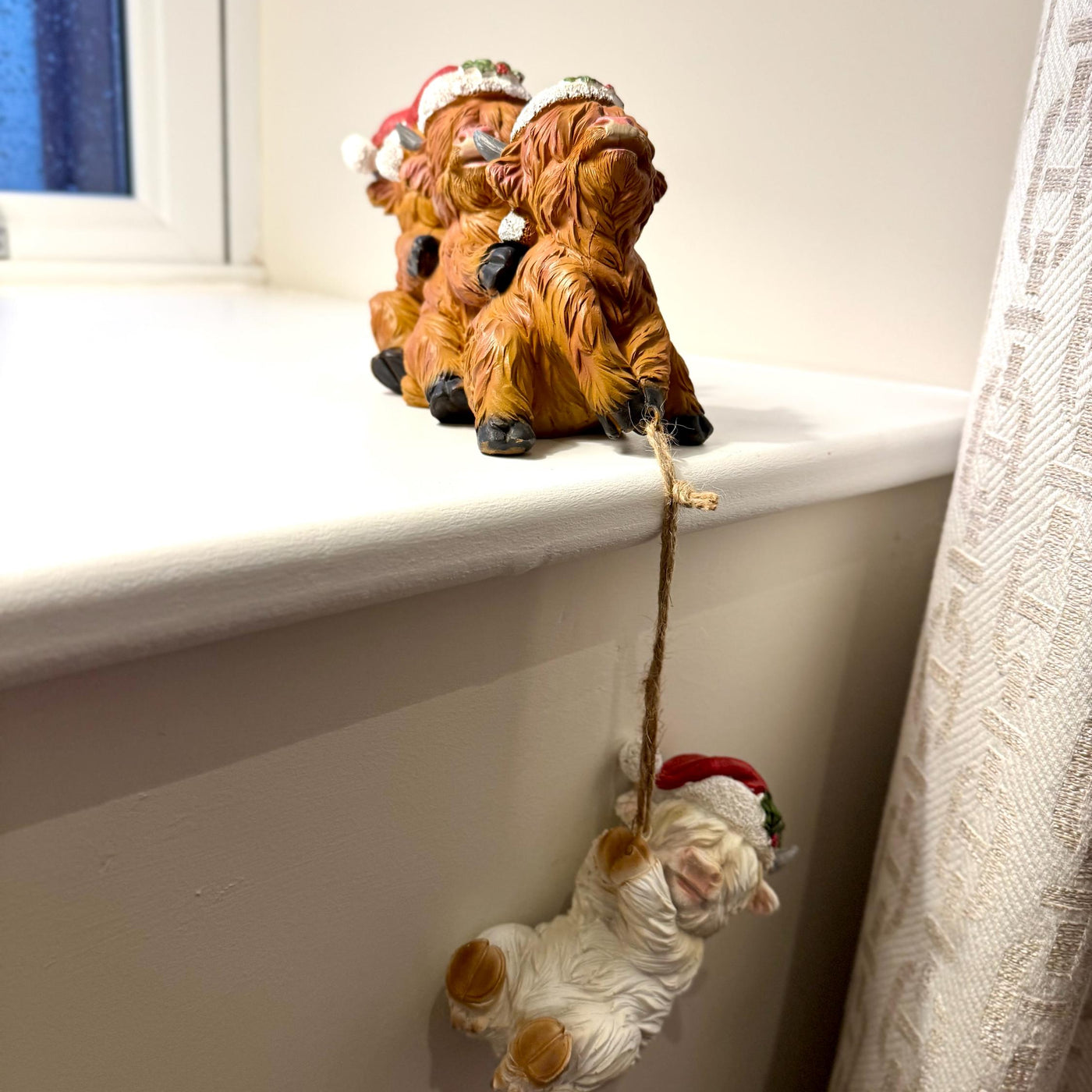 Helpful Highland Cow Christmas Ornament - Fun Festive Figurine