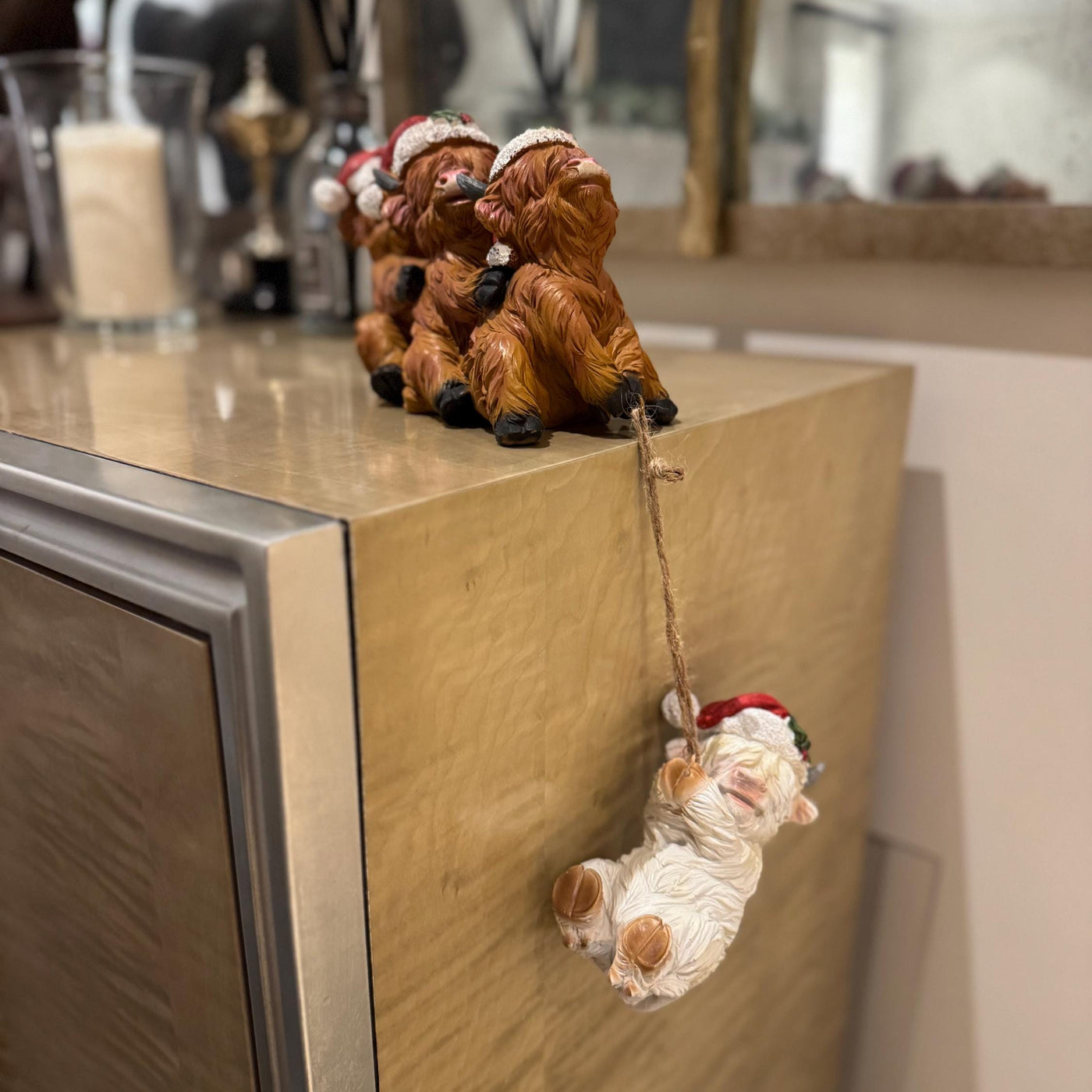 Helpful Highland Cow Christmas Ornament - Fun Festive Figurine