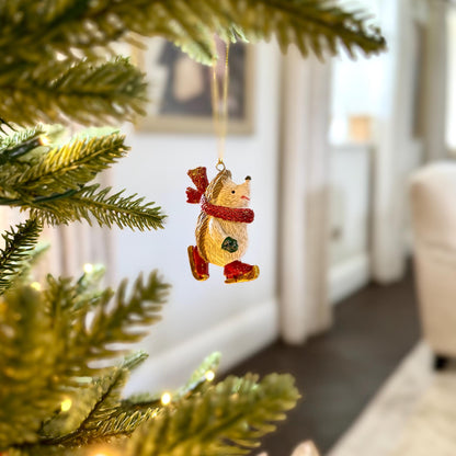 Mini Hedgehog Christmas Bauble with Red Scarf