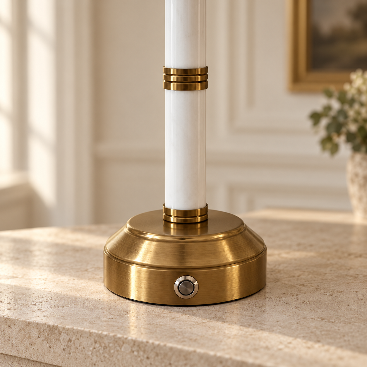 kensington lamp base and circular control button detail
