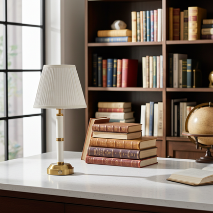 Kensington Rechargeable Table Lamp in Marble and Brushed Gold