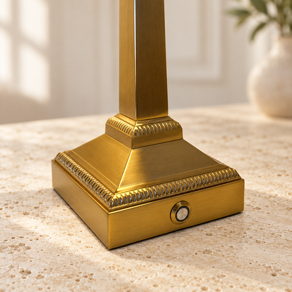 Mayfair brushed gold lamp base and sculpted detailing
