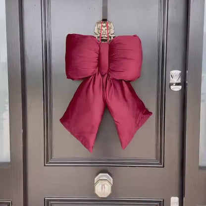Maroon Red Velvet Plush Bow: Burgundy Door, Tree & Christmas Decor