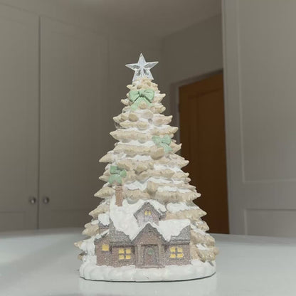 Light-Up Winter House & Snowy Christmas Tree – 28cm