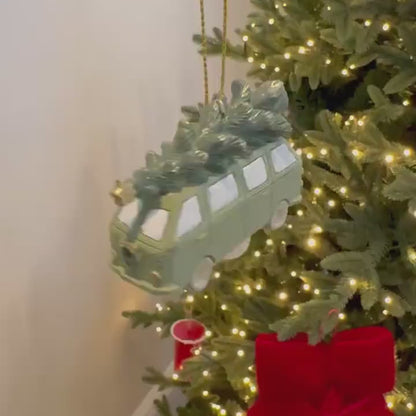 Sage Green Camper Van Christmas Bauble