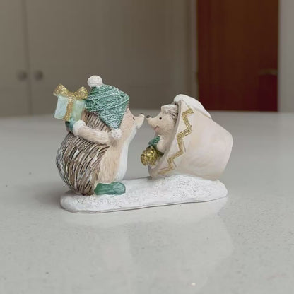 Festive Hedgehog Gift-Giving Christmas Ornament – 12cm