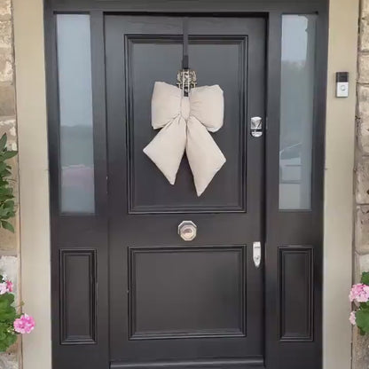 Handmade Beige Velvet Plush Bow - Decor for Doors and Christmas Trees in Various Sizes