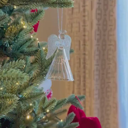 The Celeste – Glass Angel Christmas Bauble with Silver Wings, 9cm