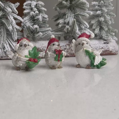 Festive Resin Robin Ornament with Red Detail – Three Designs
