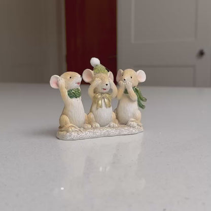 Festive Hear No Evil, See No Evil, Speak No Evil Mice Ornament