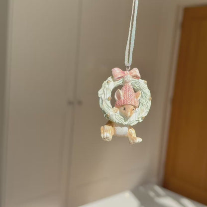 The Winter Wreath Mouse – Handmade Mini Christmas Bauble, 6cm