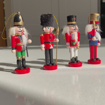 The Royal Parade – Set of 4 Mini Wooden Nutcracker Hanging Ornaments, 13cm