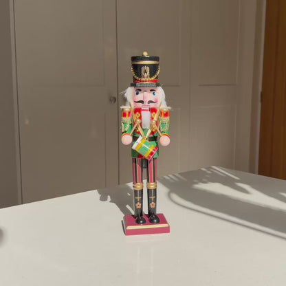 The Holly Parade Drummer – Handmade Wooden Nutcracker, 30cm