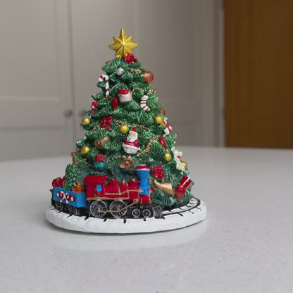 Musical Rotating Christmas Tree with Train – 15cm