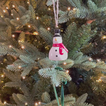 Mini Ceramic Snowman Christmas Bauble 7cm