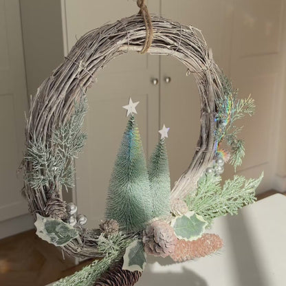 The Winter Woodland – Handmade Whitewashed Christmas Wreath, 45cm